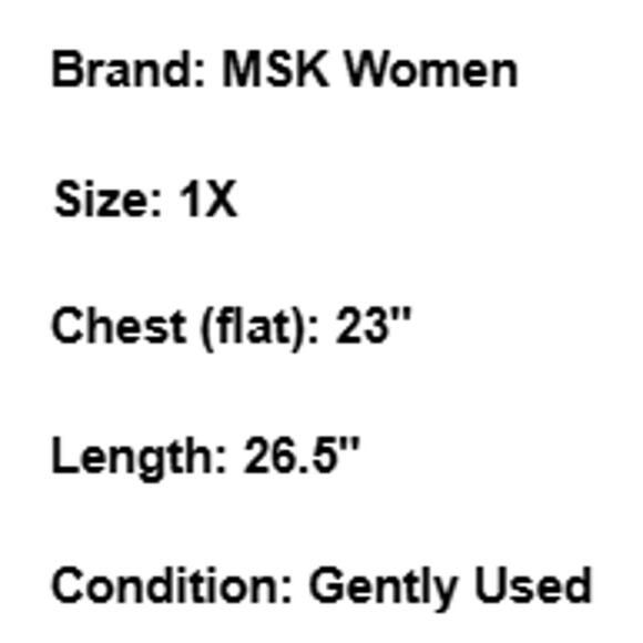 MSK Top 3/4 Sleeve Floral Cottage Romantic Earthy Cowl Neck Metallic Black 1X - Picture 8 of 8